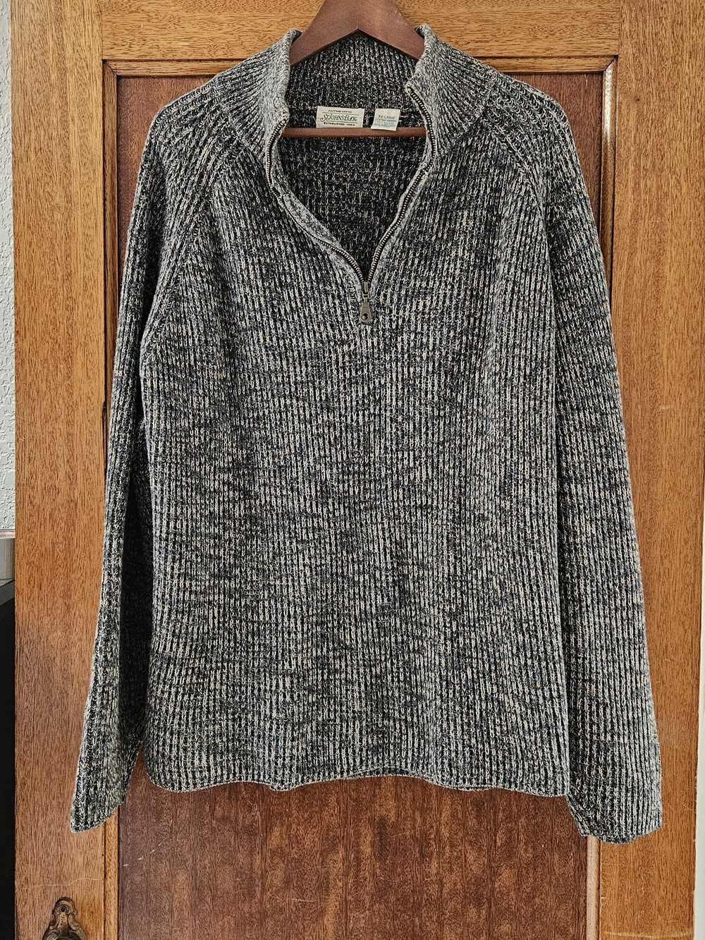 ​St. John’s Bay Marled Ribbed Quarter Zip Sweater Mens XXL 100% Cotton Blue Gray